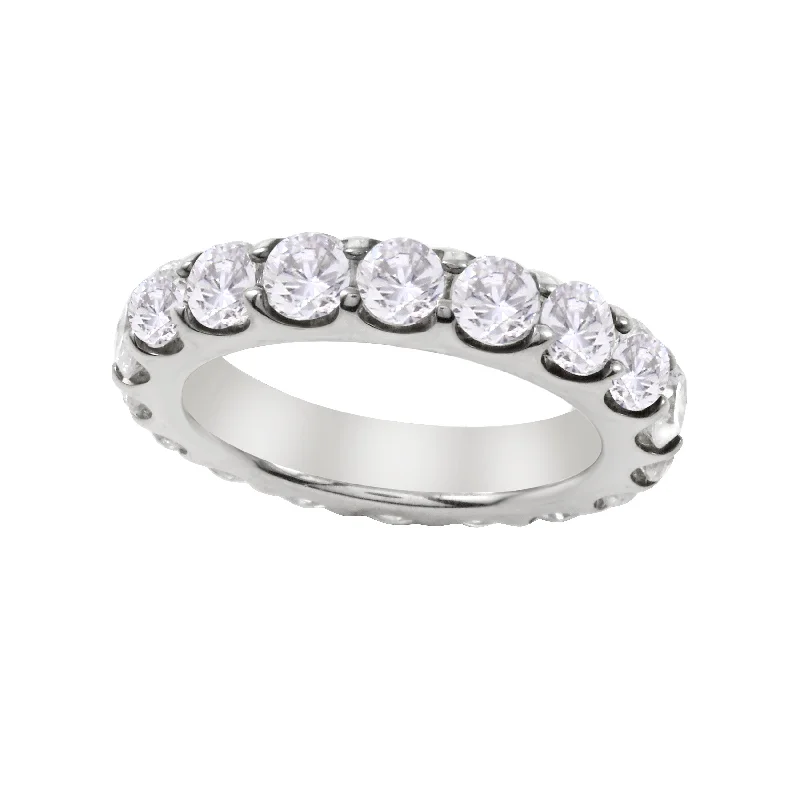 women’s vintage diamond engagement rings-Shared Prong Round Diamond Eternity Wedding Band 3.8mm