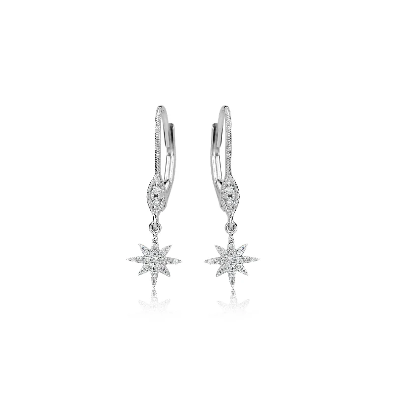 women’s heart-shaped diamond earrings-Starburst Earrings