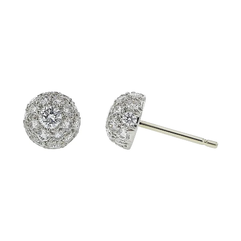 women’s art deco earrings-Platinum 1.00-Carat Diamond Halo Stud Earrings