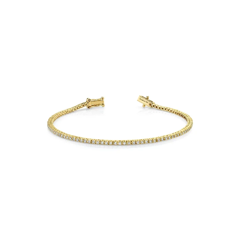 women’s tennis bracelets-Petite Tennis Bracelet - White Diamond / 14k Yellow Gold