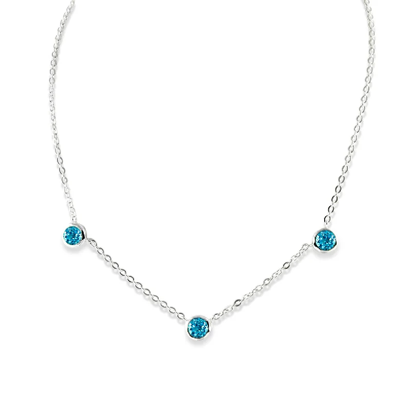 women’s diamond solitaire necklaces-Bezel Set Blue Topaz Necklace, Sterling Silver