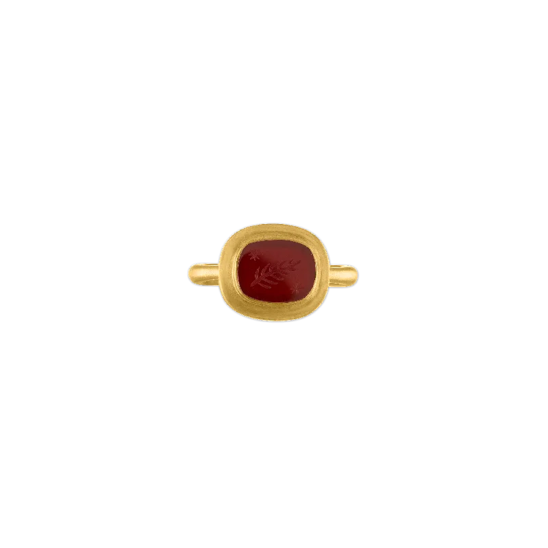 women’s two-tone rings-Carnelian Intaglio Ring