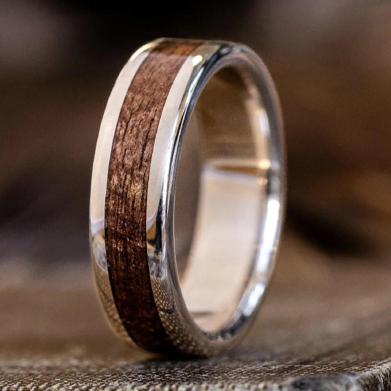 women’s minimalistic engagement rings-The Garand in Gold | Men's M1 Garand Rifle Stock Wood and Gold Wedding Band