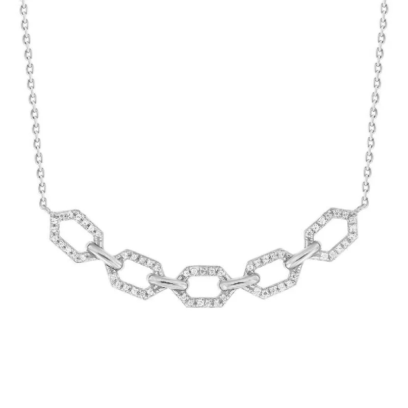 women’s classic necklaces-Hexagon Diamond Link Bar Necklace