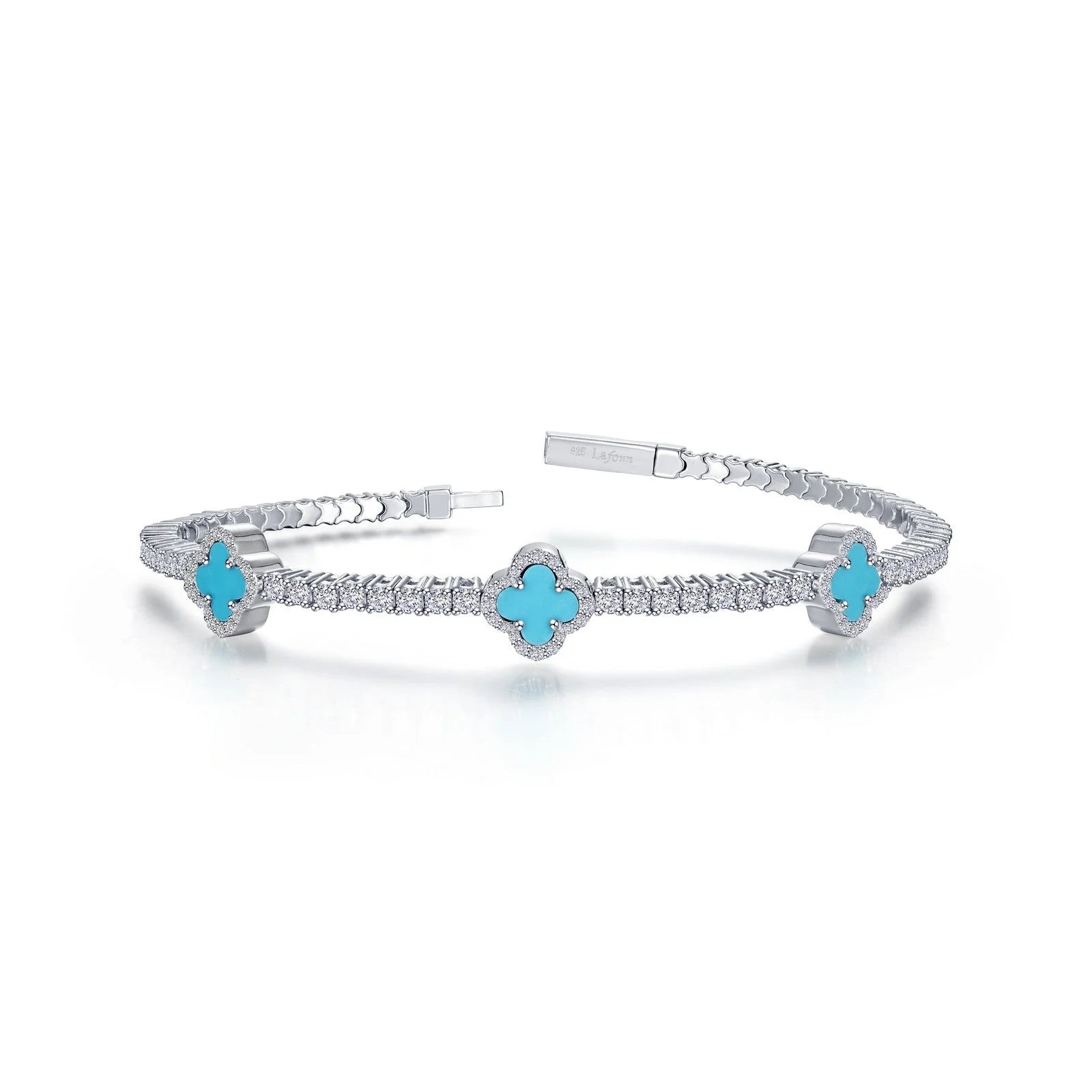 women’s bridal bracelets-Lafonn Simulated Diamond & Turquoise Flexible Tennis Bracelet B0190TQP68