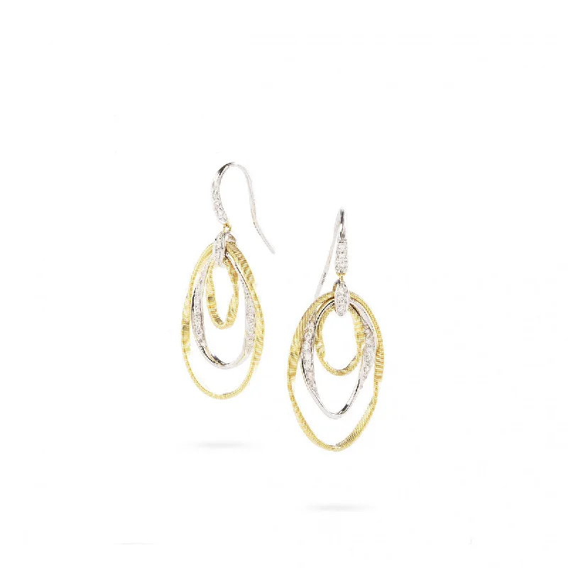 women’s art deco earrings-Marrakech Onde 18K Gold and Diamond Concentric Earrings