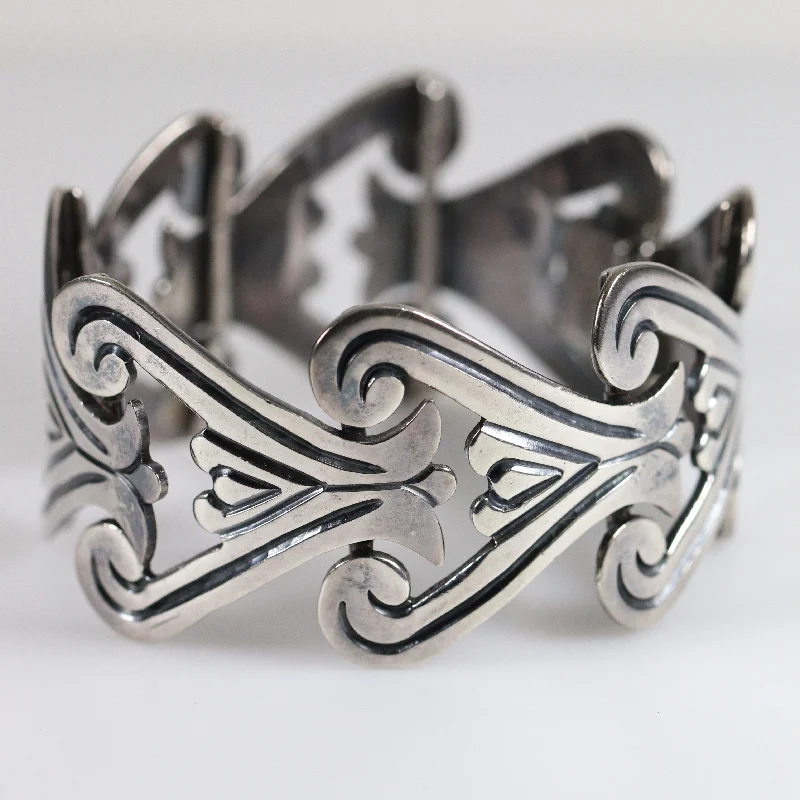 women’s floral bracelets-Vintage Taxco Silver Mexican Jewelry | Jose Anton Mid-Century Bracelet