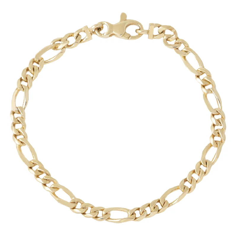 women’s silver-plated bracelets-Wide Gold Figaro Bracelet