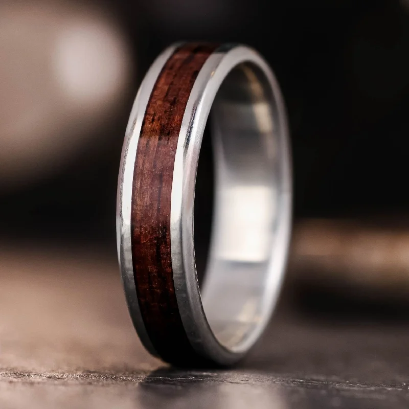 women’s elegant engagement rings-The Garand | Men's M1 Garand Rifle Stock Wood and Silver Wedding Band