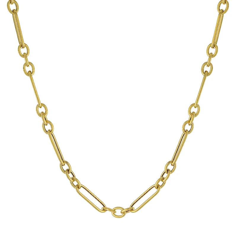 women’s infinity necklaces-Mixed Shape Link Necklace, Gold Plated