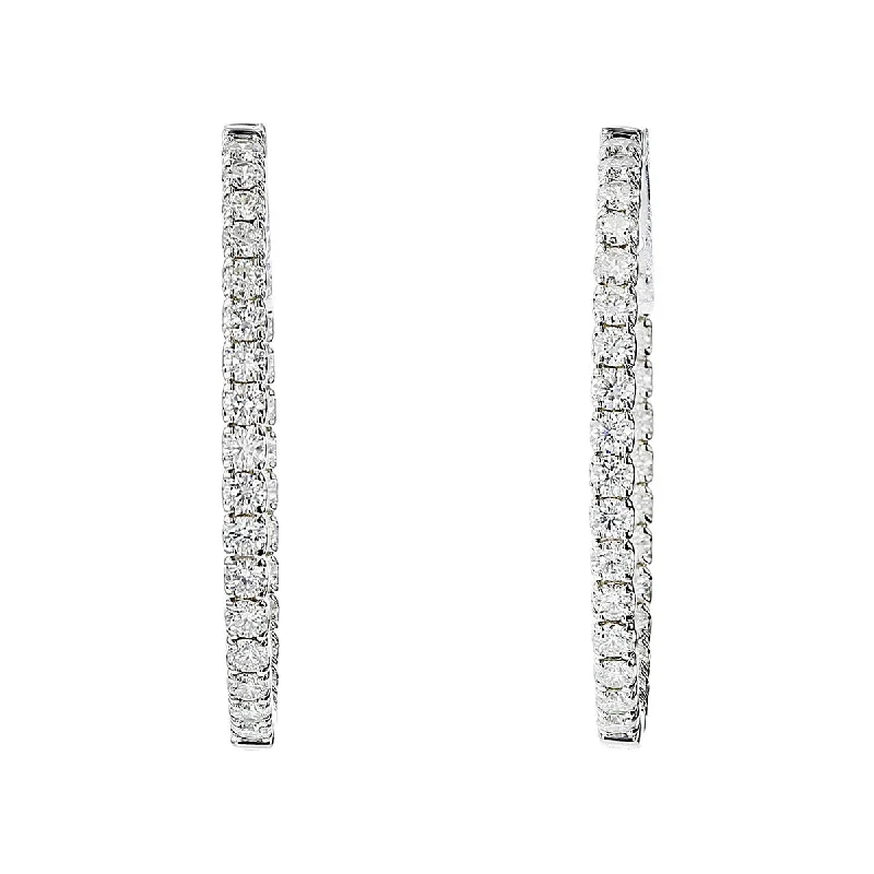 women’s adjustable earrings-Oval Inside Out Diamond Hoop Earrings