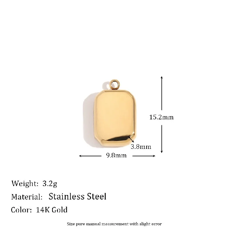 Smooth octagonal square brick small pendant - gold