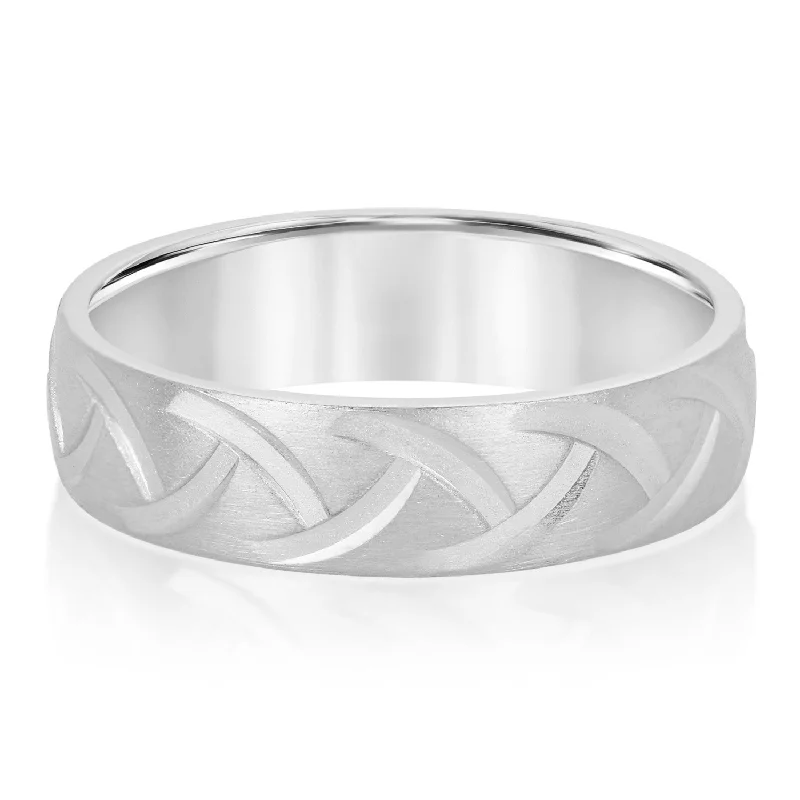 women’s bold engagement rings-Men's Wedding Band with Braided Design Texture