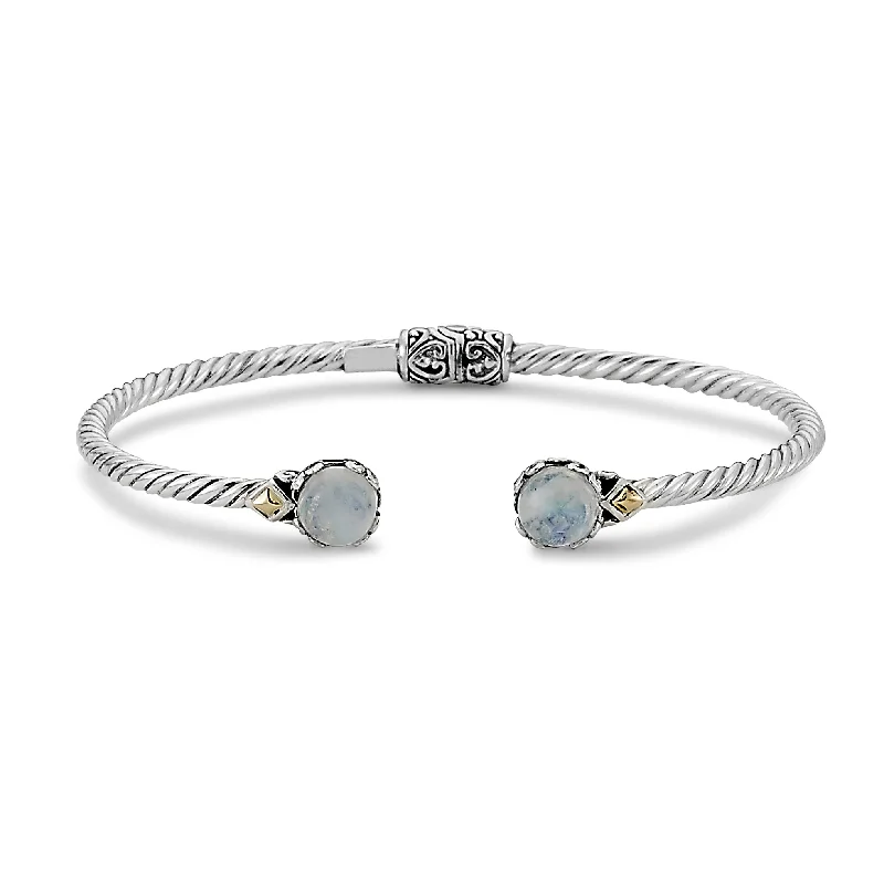 women’s solid gold bracelets-Samuel B. Rainbow Moonstone Birthstone Glow Bangle Bracelet - June