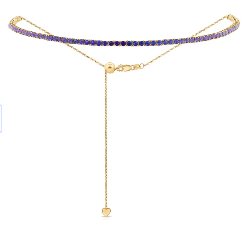 women’s layered gold necklaces-Adjustable Bolo Gemstone Tennis Necklace