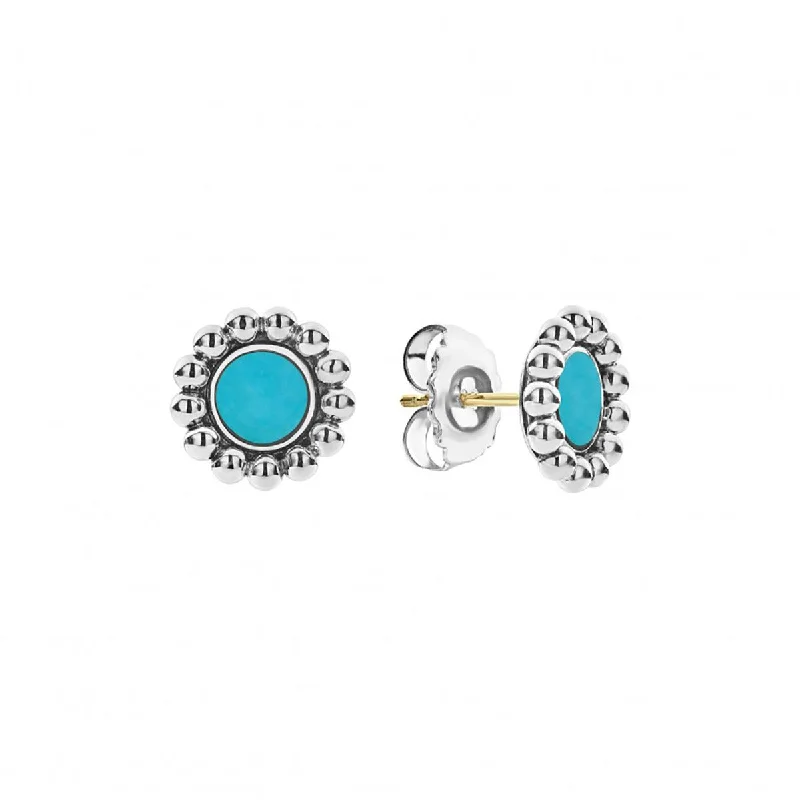 women’s moon earrings-Maya Turquoise Circle Stud Earrings