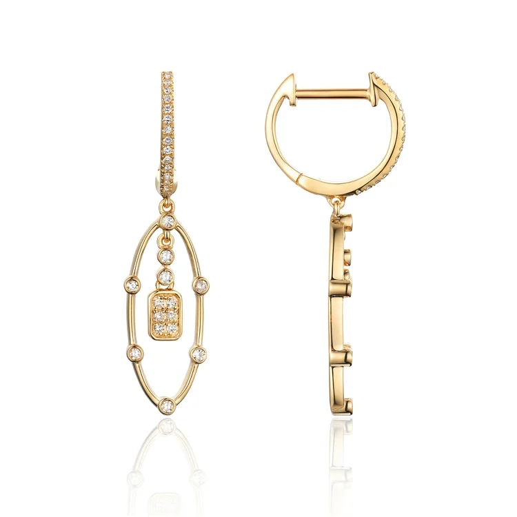 women’s anniversary earrings-Luvente 14k Gold Diamond Dangle Earrings E03871