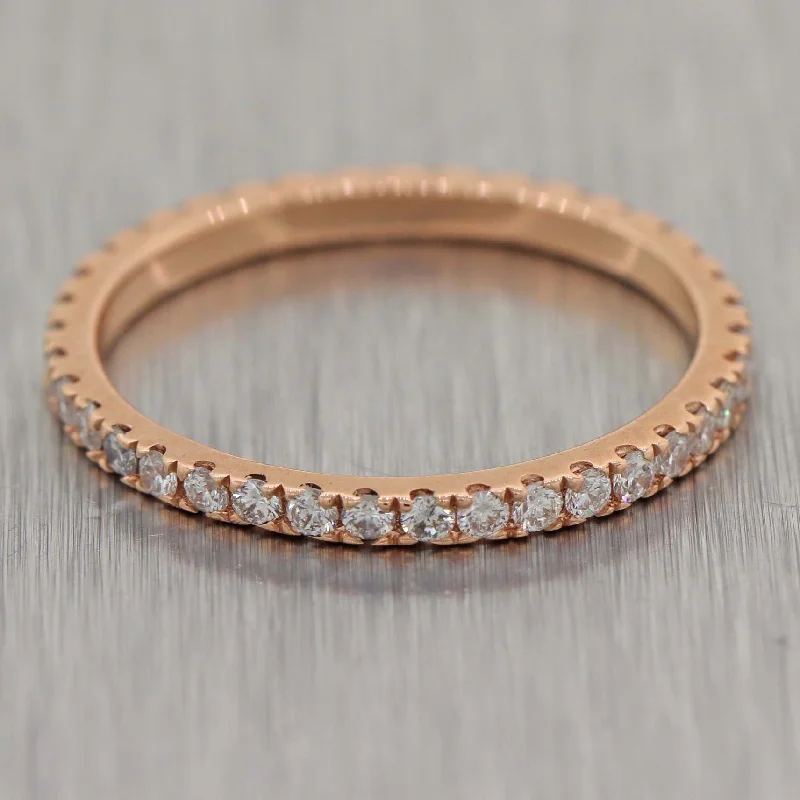 women’s anniversary engagement rings-Modern 14k Rose Gold 0.53ctw Diamond Wedding Band Ring