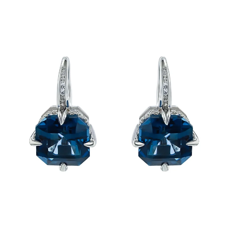 women’s fashion statement earrings-Pastel Diamond Asscher Cut Topaz Drop Earrings