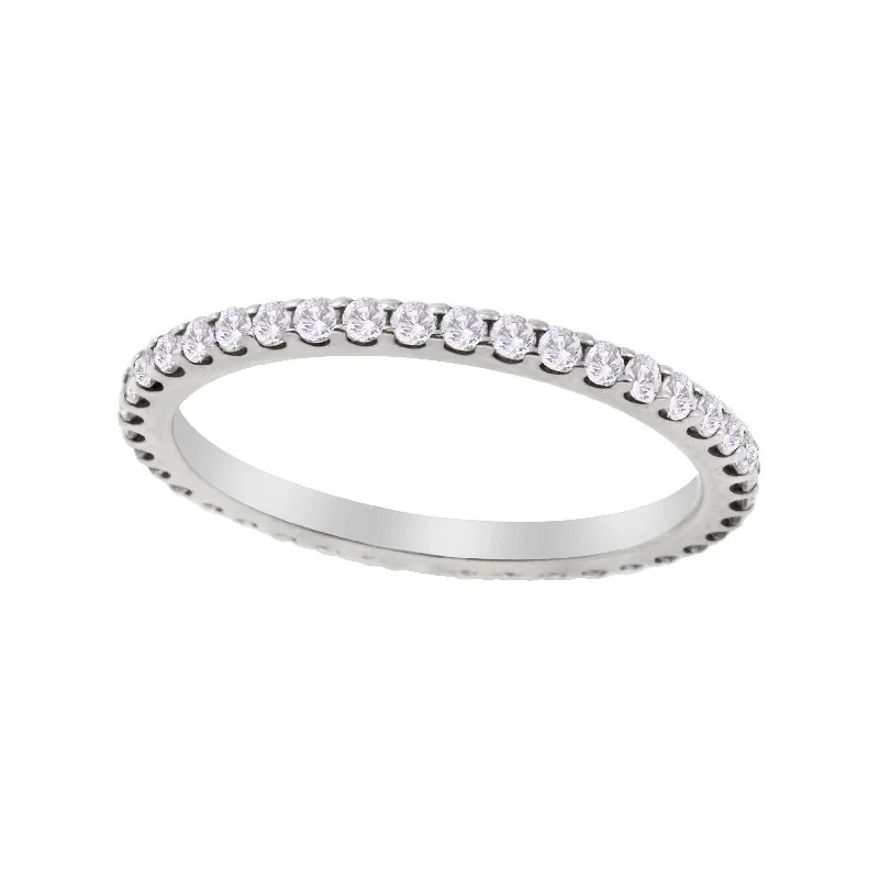 women’s timeless engagement rings-Shared Prong Round Diamond Eternity Wedding Band 1.5mm