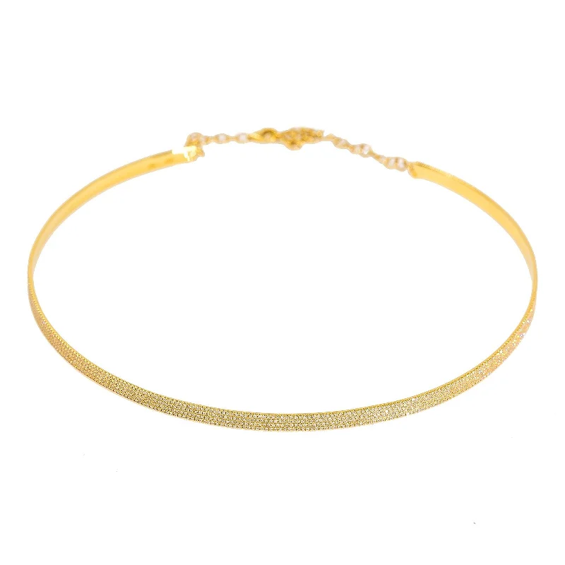 women’s statement necklaces-14K Yellow Gold Diamond Choker Necklace W/ VS Diamonds Throughout