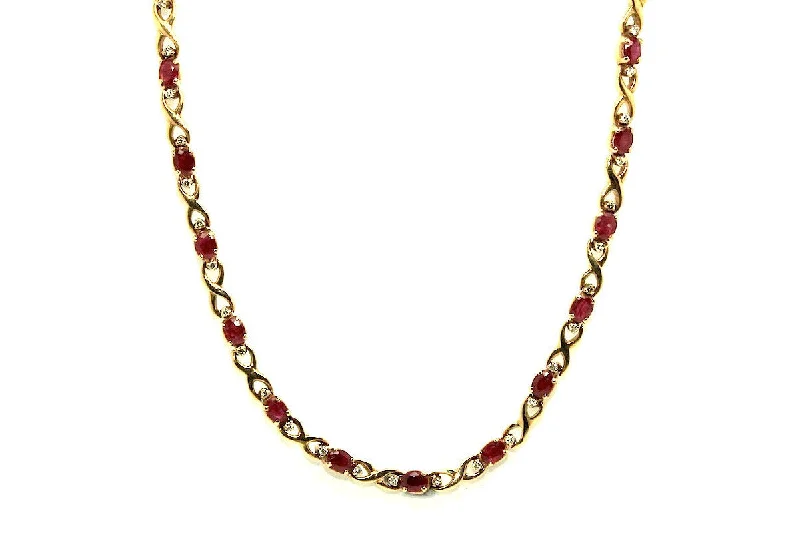 women’s vintage necklaces-Ruby & Diamonds Necklace AD No.0632