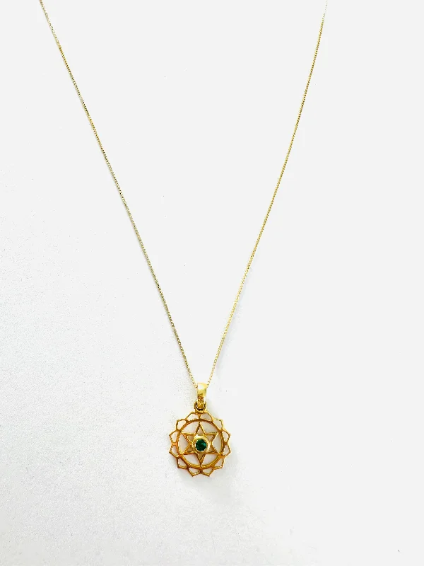 women’s engraved necklaces-14kt Gold Anahata Chakra Pendant Necklace