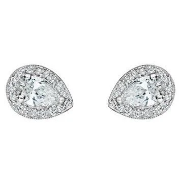 women’s minimalist earrings-Pear Shape Diamond Stud Earrings