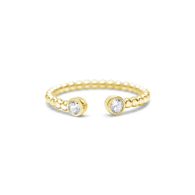 women’s vintage-style rings-Stia : CZ Bezel Droplet Wire Ring