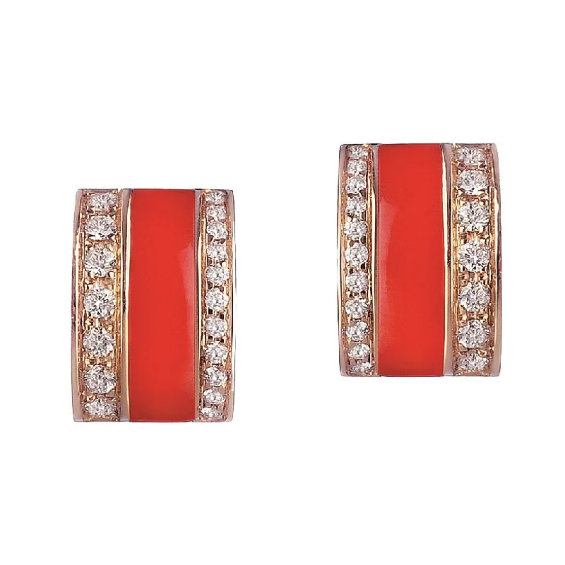 women’s birthday earrings-Orange Coral Diamond Earrings