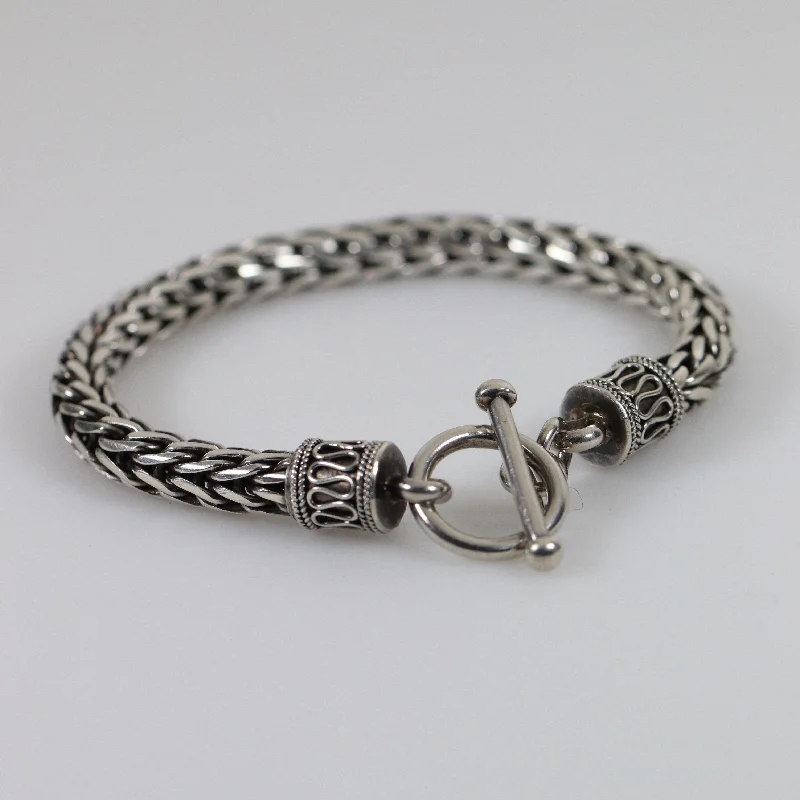 women’s trendy bangles-Vintage Silver Jewelry | Byzantine Style Wheat Chain Bracelet