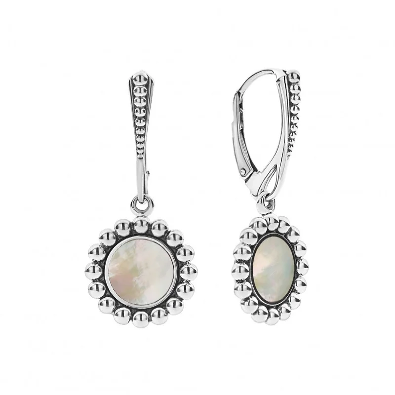 women’s minimalist earrings-Maya Mother Of Pearl Circle Drop Earrings