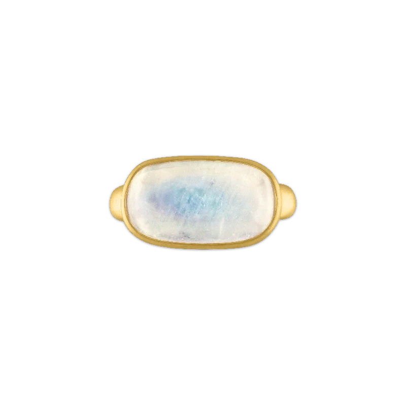 women’s diamond rings-Rainbow Moonstone Tegula Ring