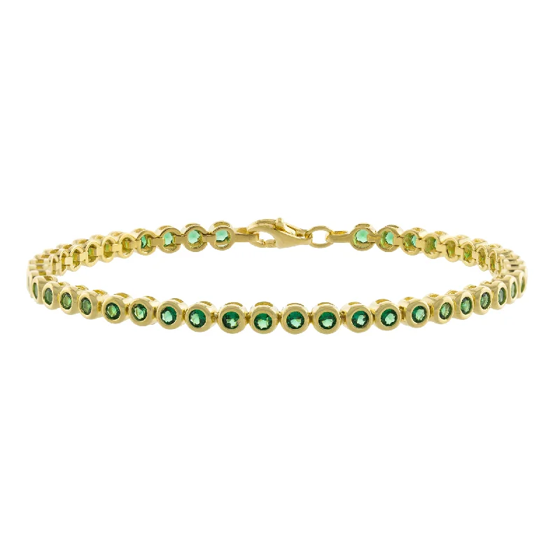 women’s multicolored bracelets-Emerald Bezel Bracelet