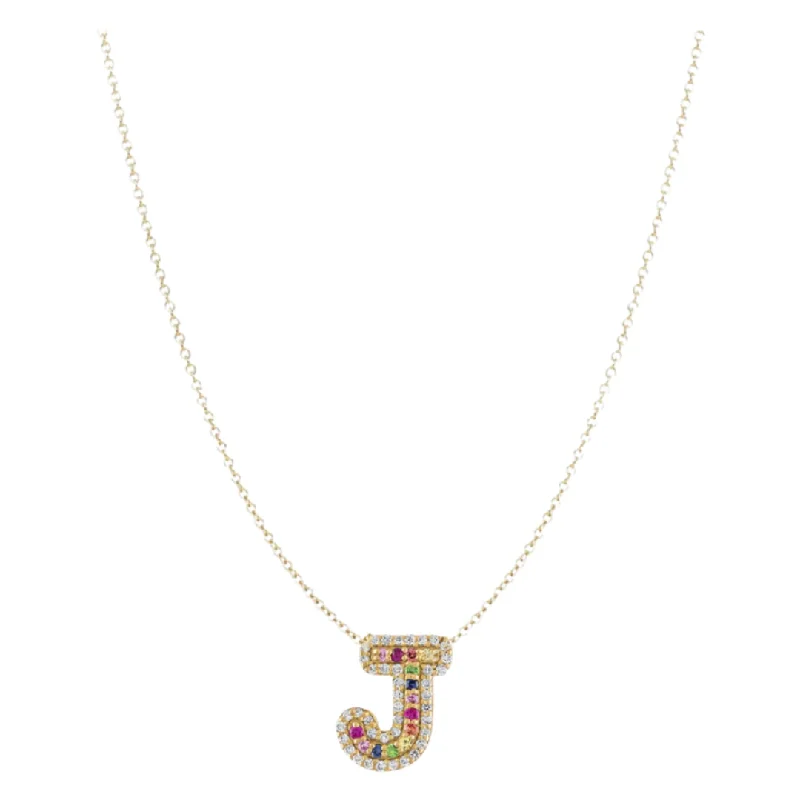 women’s minimalist necklaces-Initial Gemstone Necklace