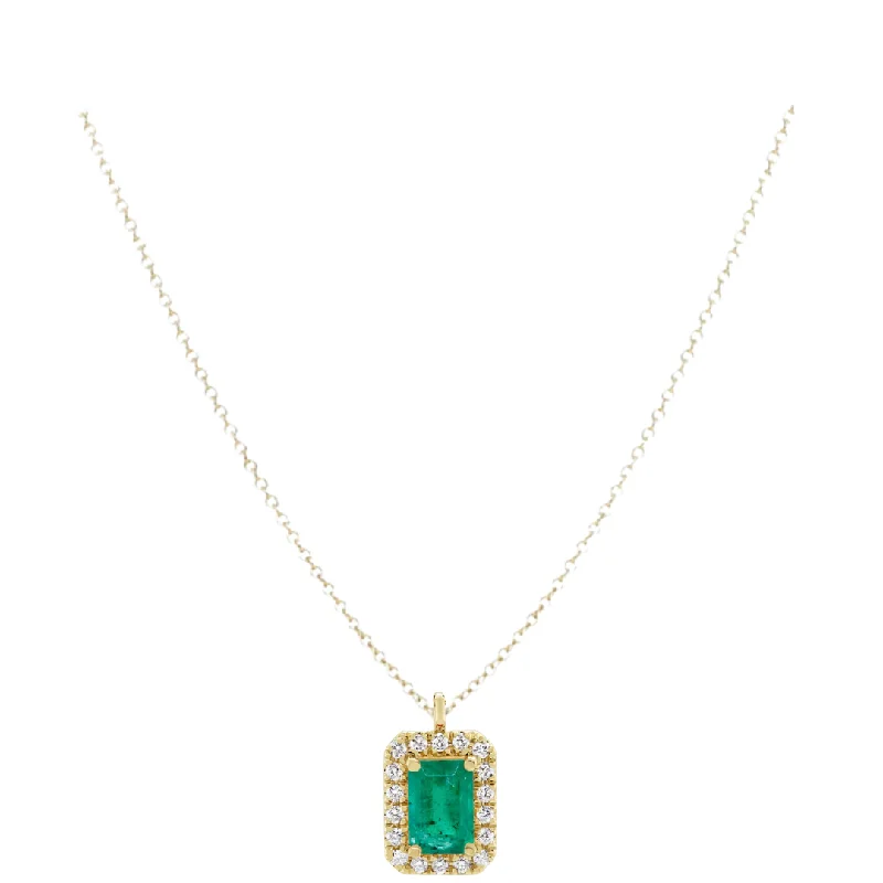 women’s birthstone necklaces-Gem Emerald Cut Diamond Outline Necklace