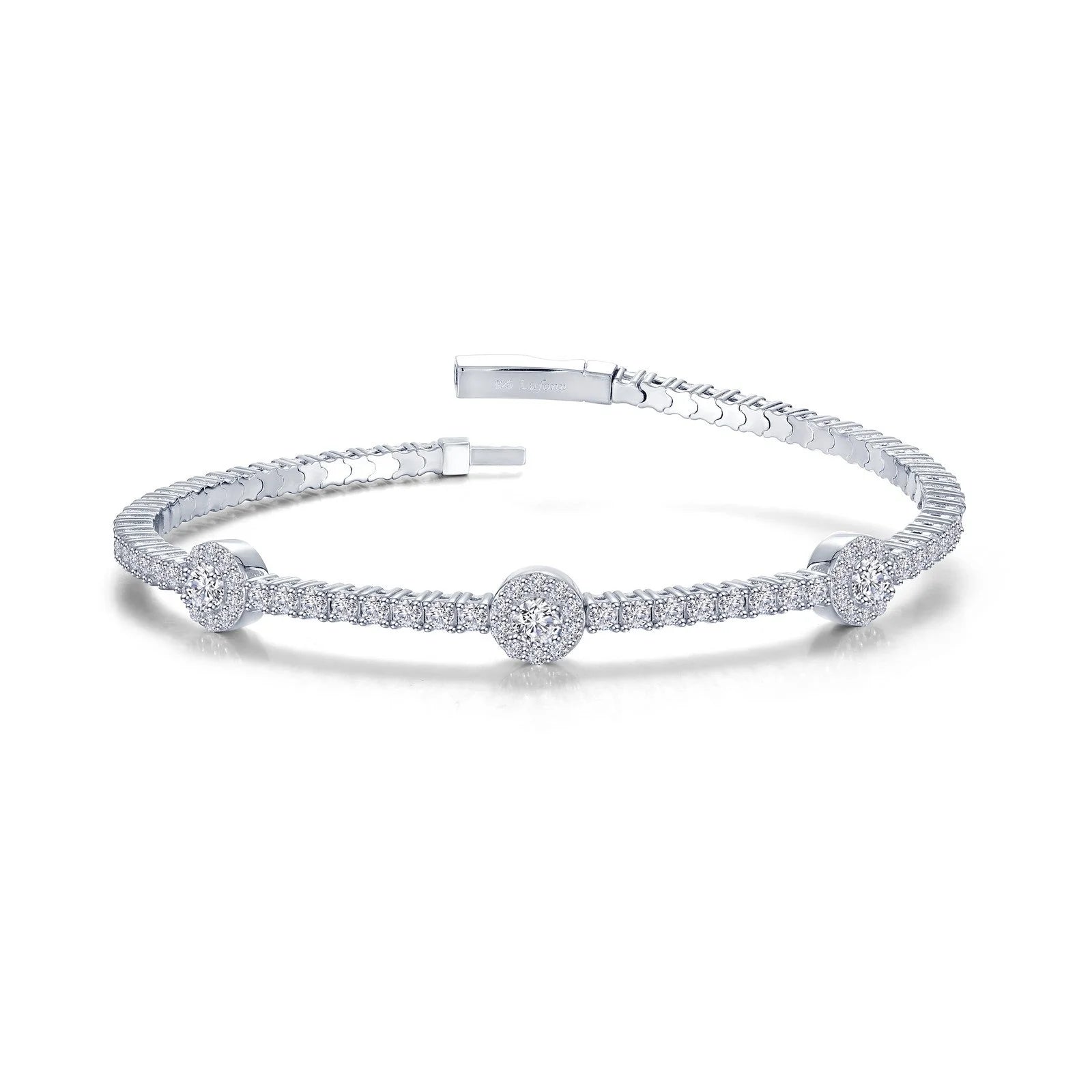 women’s fashion cuffs-Lafonn Simulated Diamond Halo Station Flexible Tennis Bracelet B0194CLP68