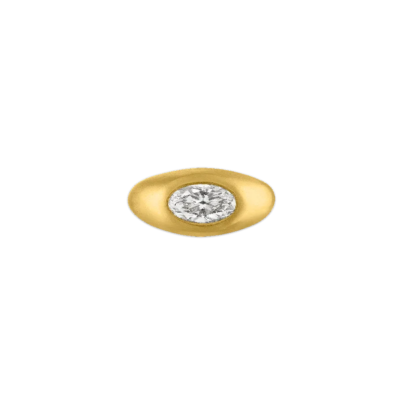 women’s side-stone rings-Oval Diamond Roz Ring