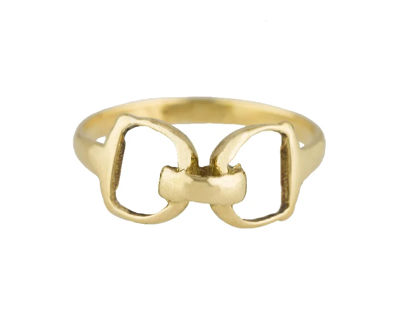 women’s art deco rings-Women's Vintage Estate 18K Yellow Gold Horsebit Cocktail Ring