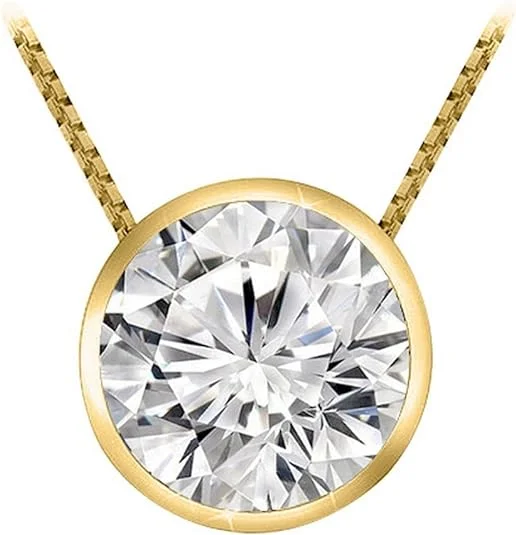 women’s two-tone necklaces-Yellow Gold 1/2CT Bezel Set Solitare Necklace