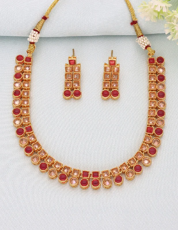 women’s engraved necklaces-Designer Kundan Necklace Set