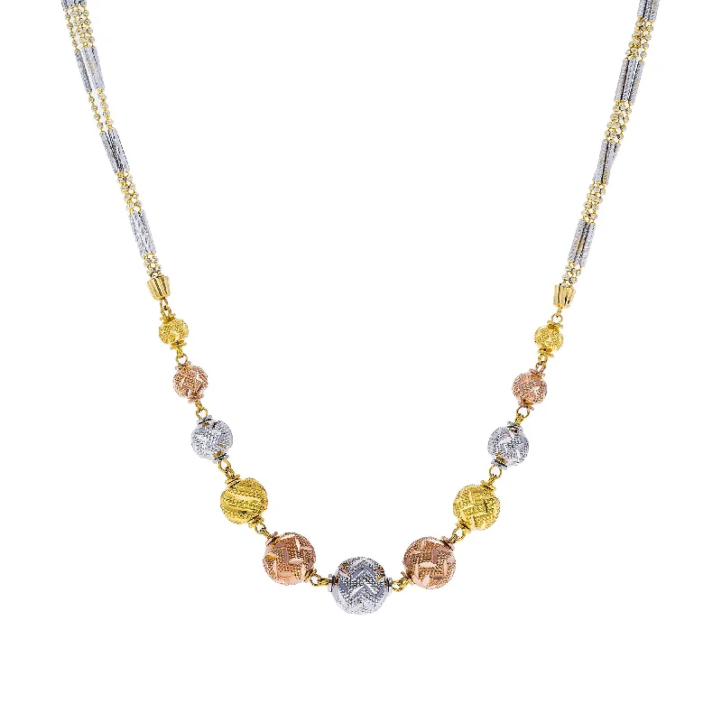 women’s diamond heart necklaces-22K Multi Tone Gold Necklace W/ Colorful Geometric Gold Ball Arrangement