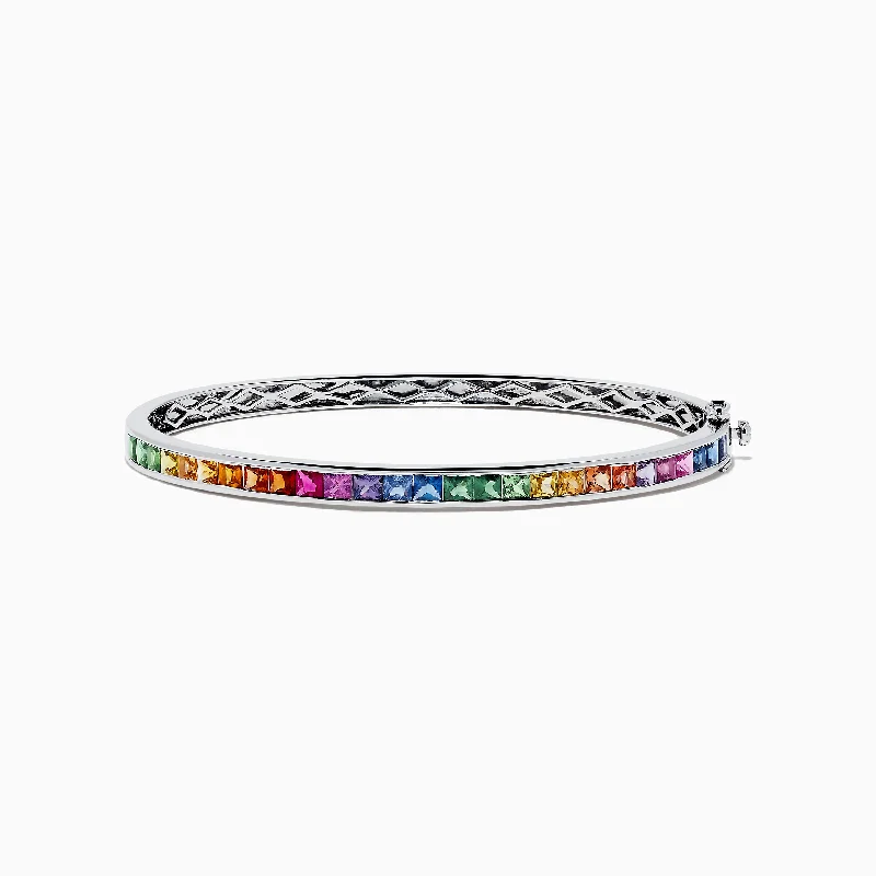 women’s woven bracelets-Watercolors 14K White Gold Multi Sapphire Bangle