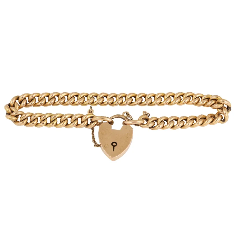 women’s casual bracelets-English Heartlock Curb Bracelet