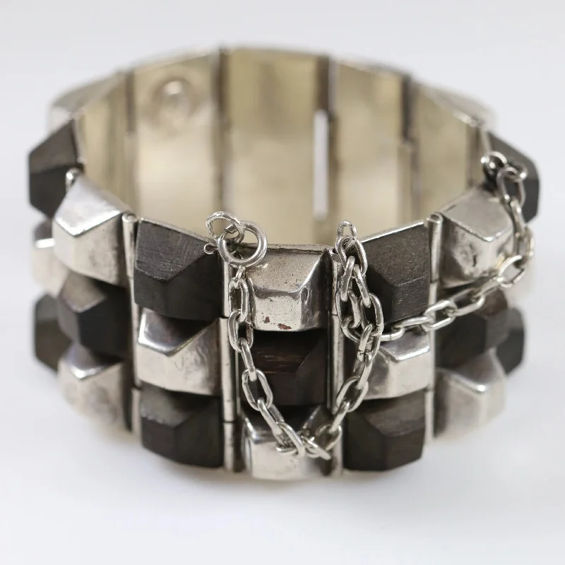 women’s custom-designed bangles-Vintage William Spratling Jewelry | Rare Ebony Bracelet in Sterling Silver Mid-Century Taxco Mexico