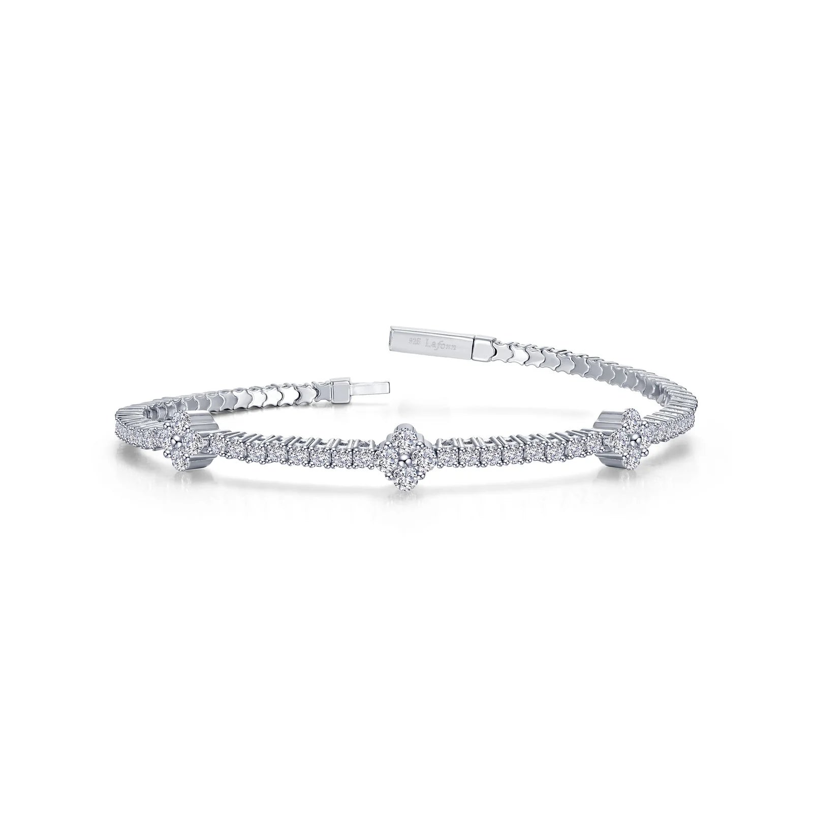 women’s artistic bracelets-Lafonn Simulated Diamond Station Flexible Tennis Bracelet B0201CLP68