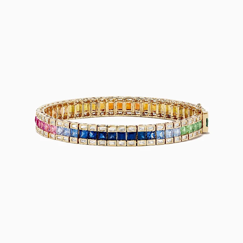 women’s anniversary bangles-Watercolors 14K Yellow Gold Multi Sapphire and Diamond Bracelet