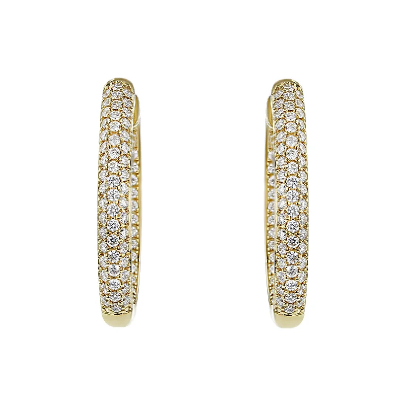 women’s large hoop earrings-Moonlight Pave Inside-Out Oval Hoop Earrings