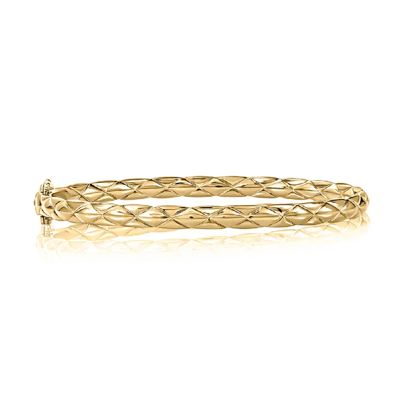 women’s charm bangles-A. Jaffe 14K Yellow Gold Quilted Bangle Bracelet