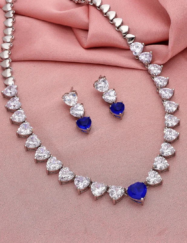 women’s cubic zirconia pendant necklaces-Rhodium Polish Zirconia Necklace Set